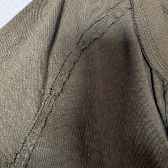 Free People WE THE FREE Hailey Long Sleeve Top Olive Green Small Cotton Casual - Picture 4 of 9
